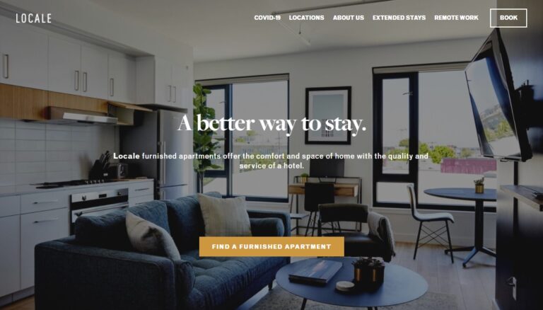 01_Locale_s homepage showing a photo of an apartment and the tagline A better way to stay