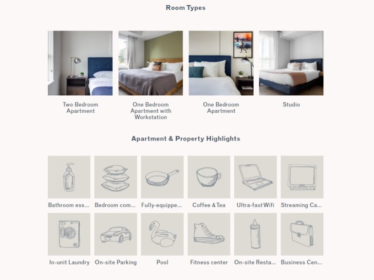 06_Locale website screenshot showing room types and facilities