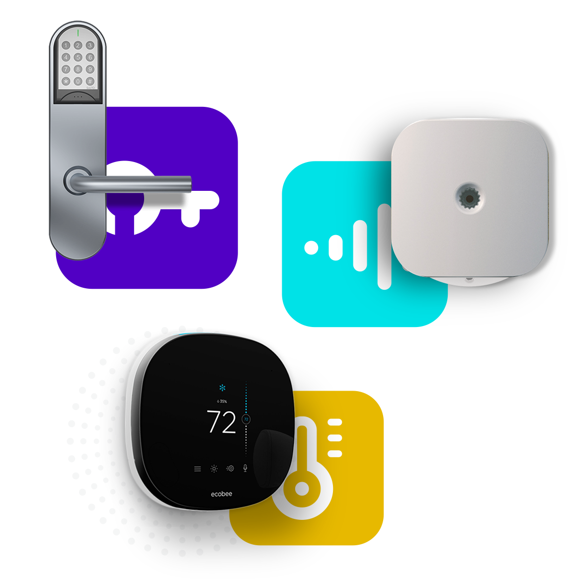 07_Images and symbols of smart lock and noise and occupancy monitoring devices
