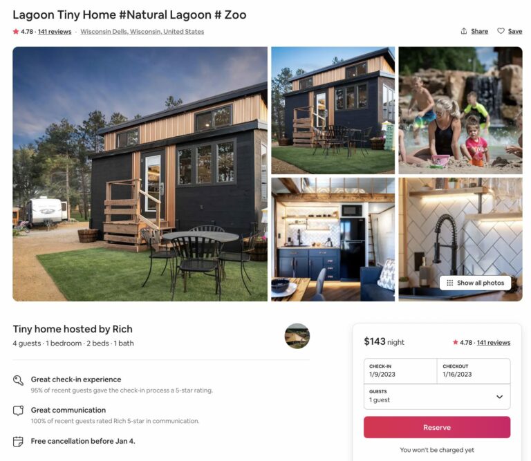 Lagoon Tiny Home posted on Airbnb