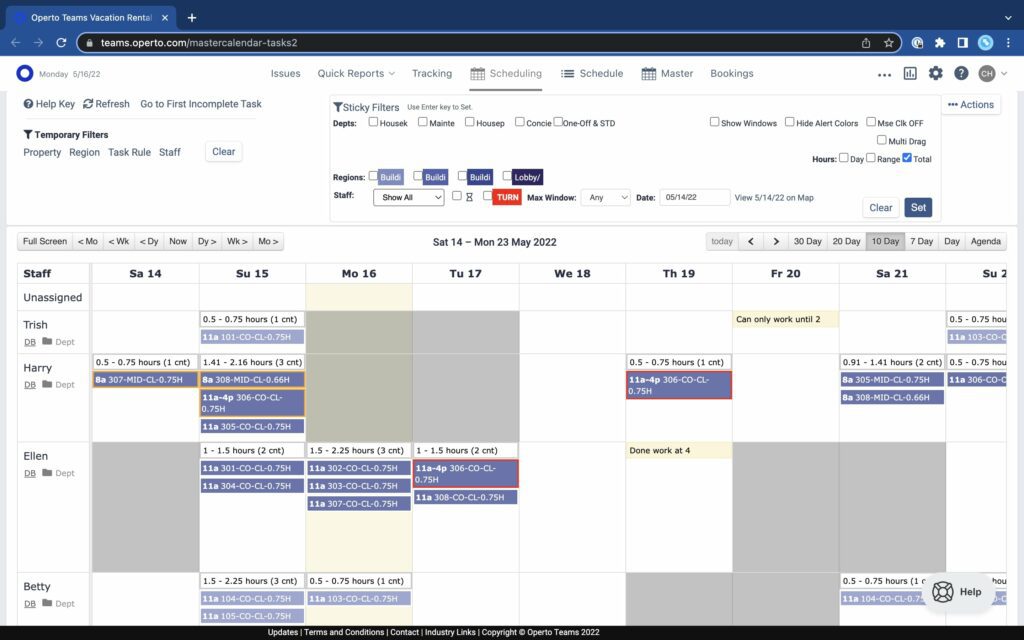 Operto Teams scheduling calendar