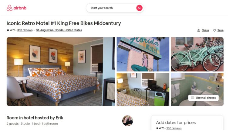 Airbnb Motel listing