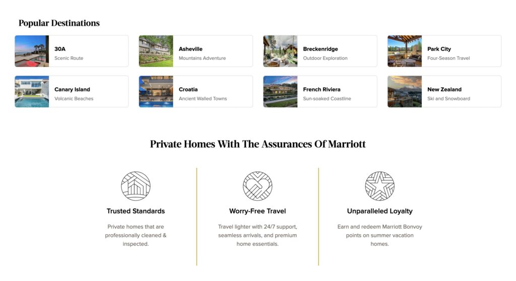 Mariott homes and villas website screenshot