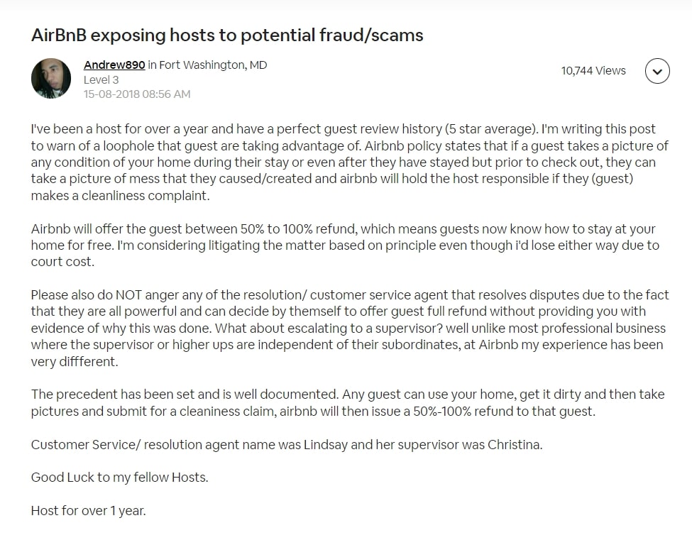 Screenshot of a description of guest fraud by STR operator 3