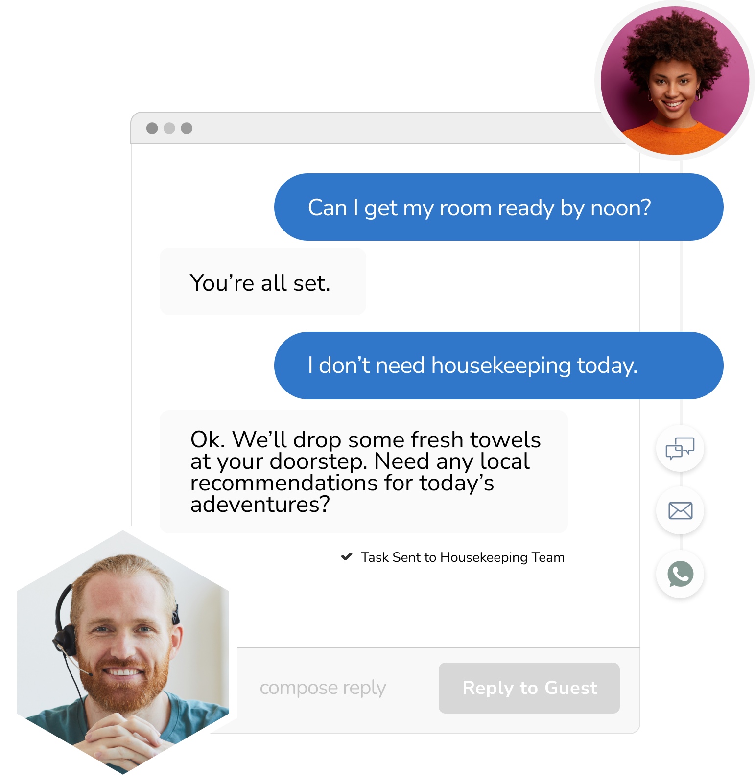 Image of chat conversation using Revinate Ivy software