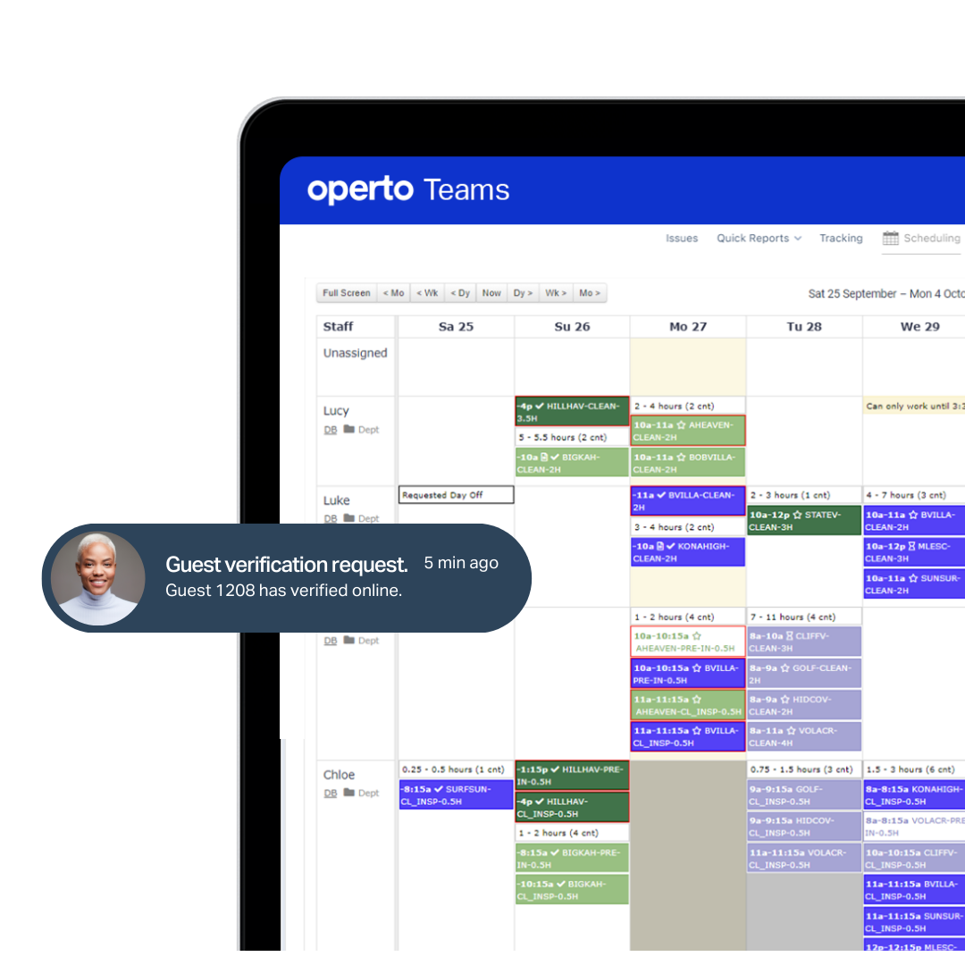 Operto Teams master calendar and verification request