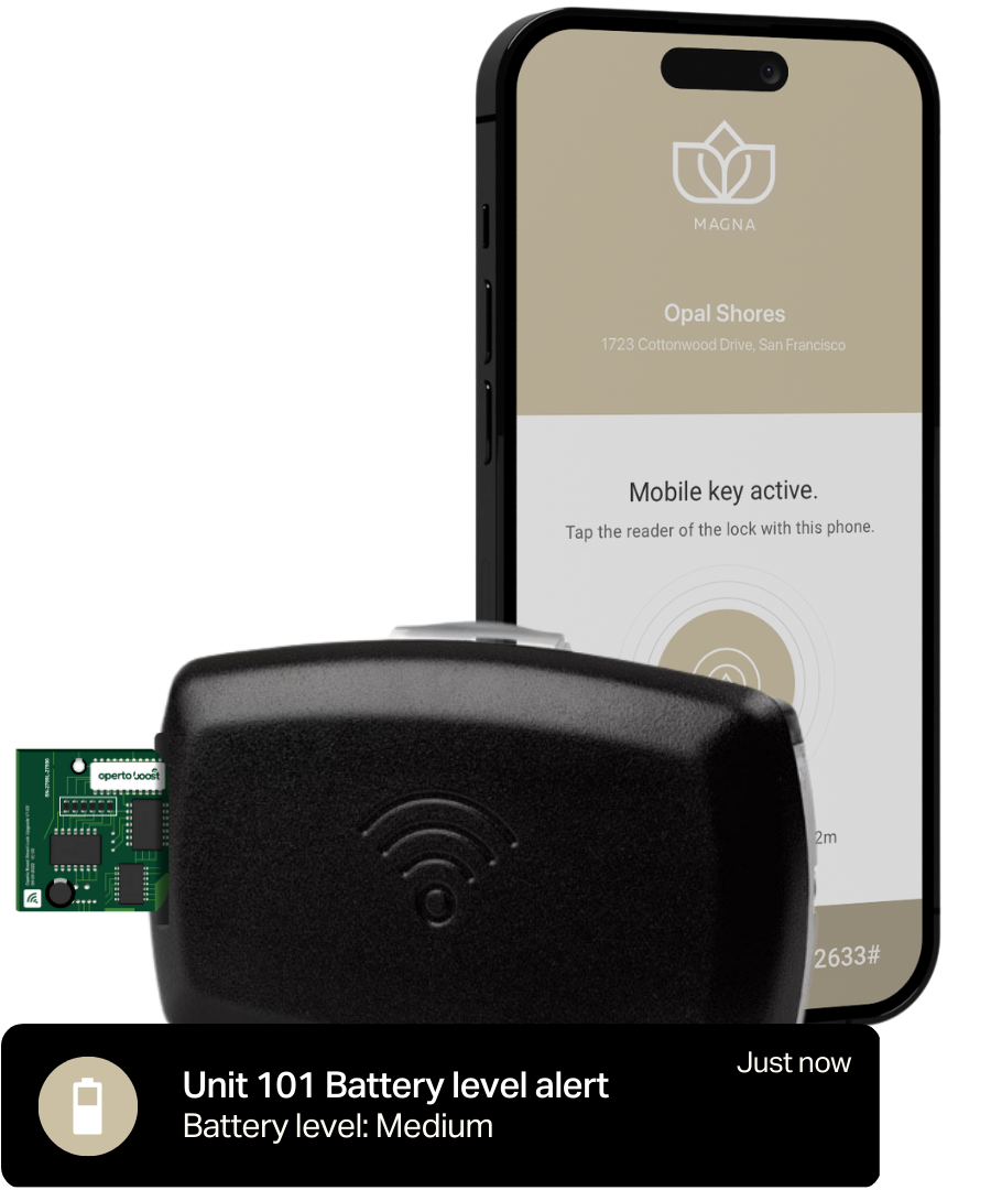 Operto digital key and battery alert notification