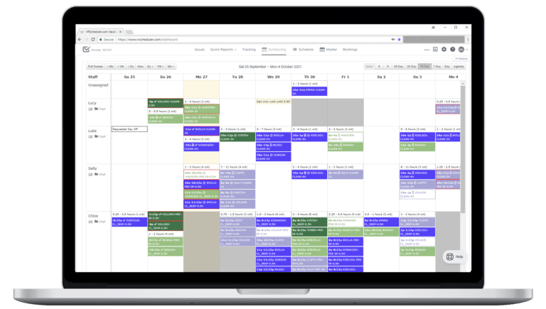 A view of the drag-and-drop calendar on Operto Teams
