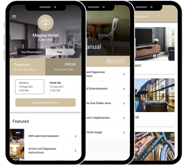 Image of the Operto Guest web app showing welcome screen and room manual 